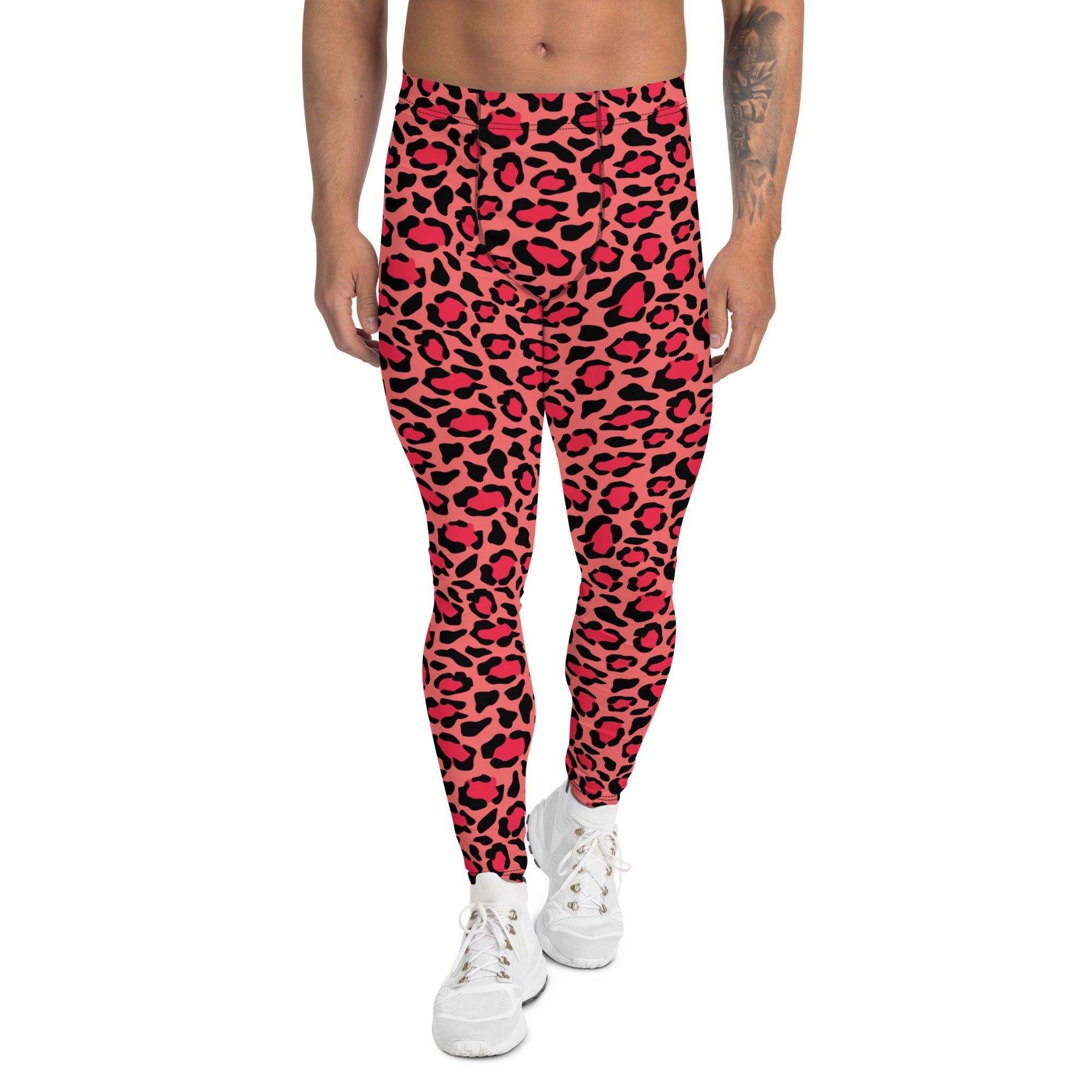 Grey and Pink Leopard Men's Leggings
