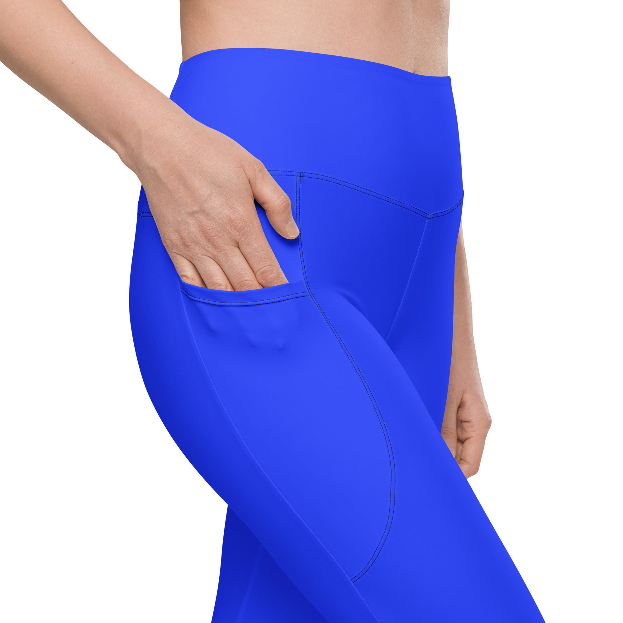Neon Blue Solid Leggings with pockets – Latitude 18