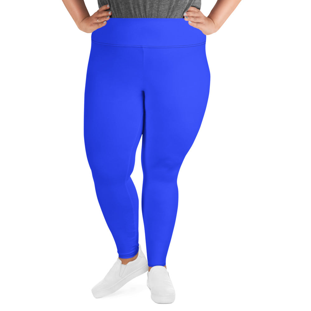 Neon Blue Solid Plus Size Leggings – Latitude 18