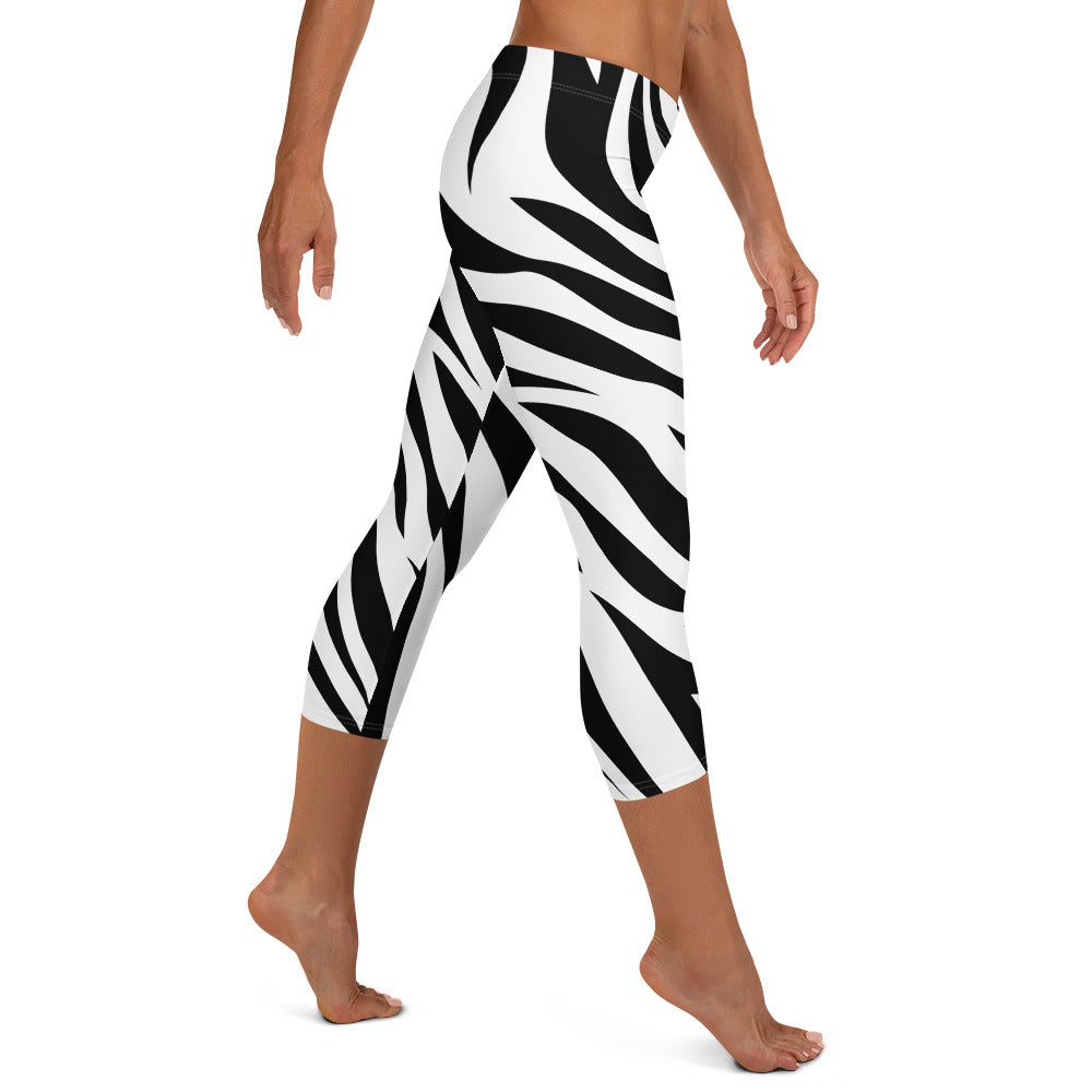 Zebra Mid-waist Capri Leggings