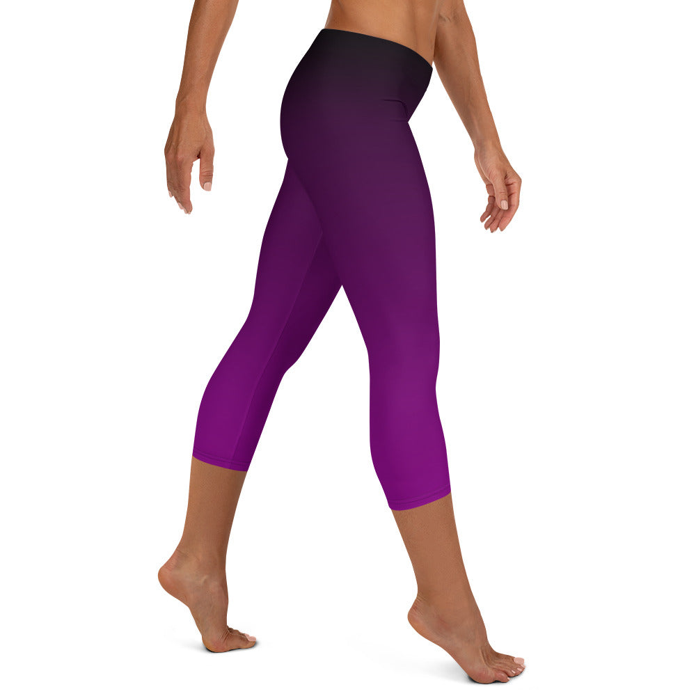 Black and Purple Ombre Mid-waist Capri Leggings
