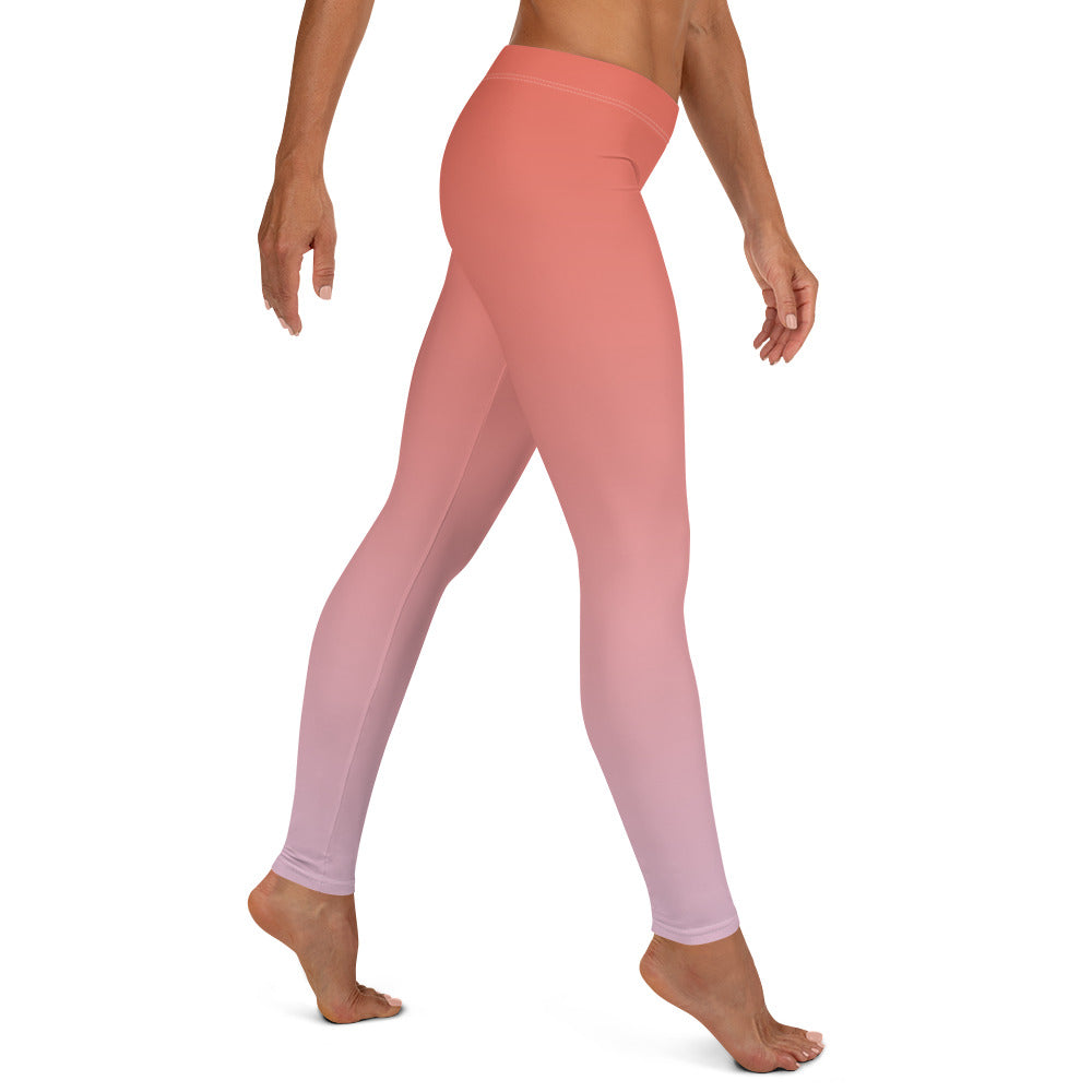 Rose and Pink Ombre Mid-waist Leggings