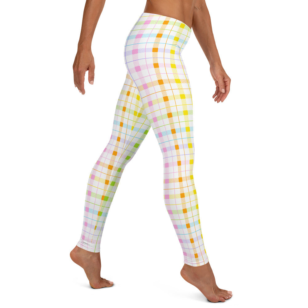 Pastel Plaid Mid-waist Leggings