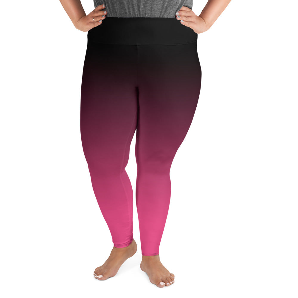 Black and Pink Ombre Plus Size Leggings