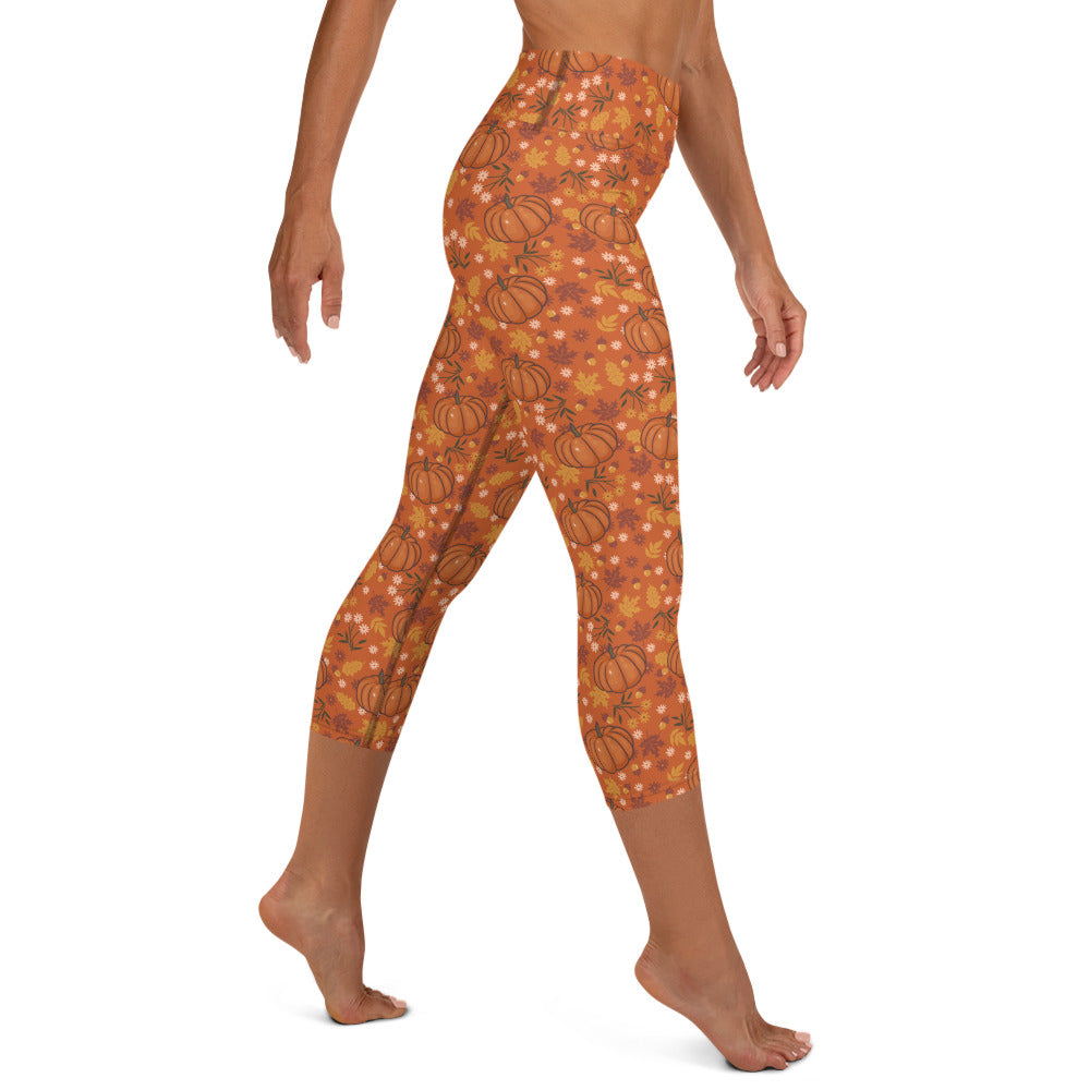 Pumpkin Spice High-waist Yoga Capri Leggings