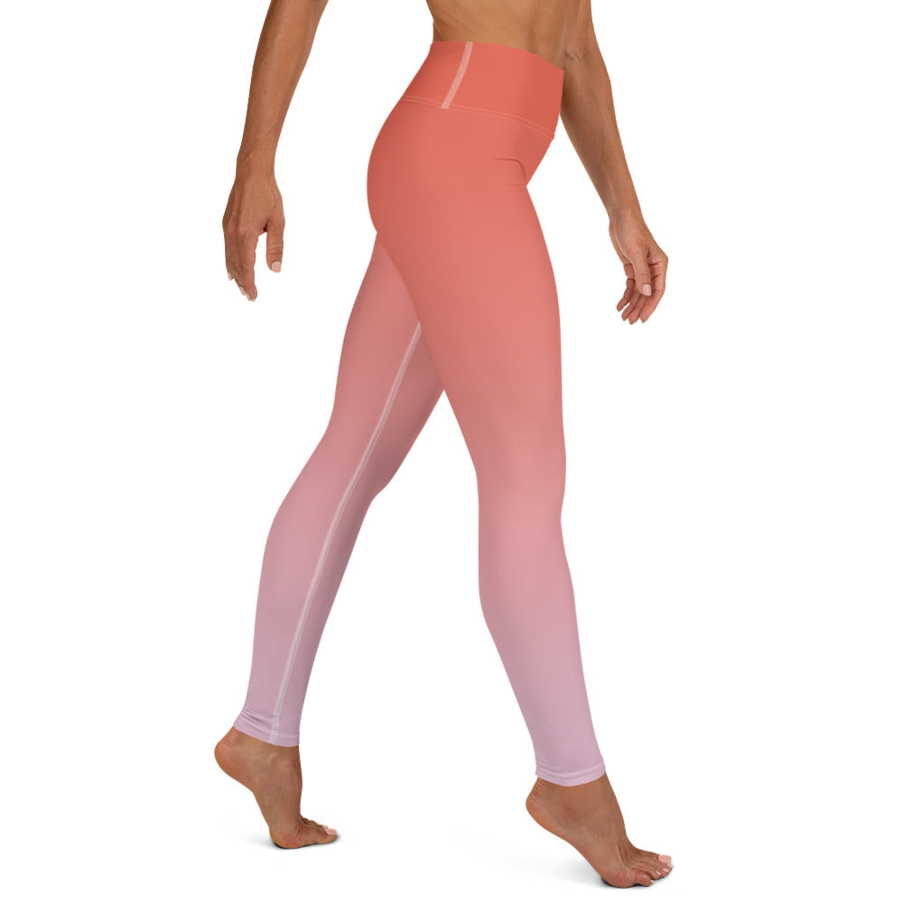 Rose and Pink Ombre High-waist Yoga Leggings