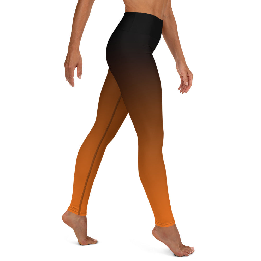 Black and Orange Ombre High-waist Yoga Leggings