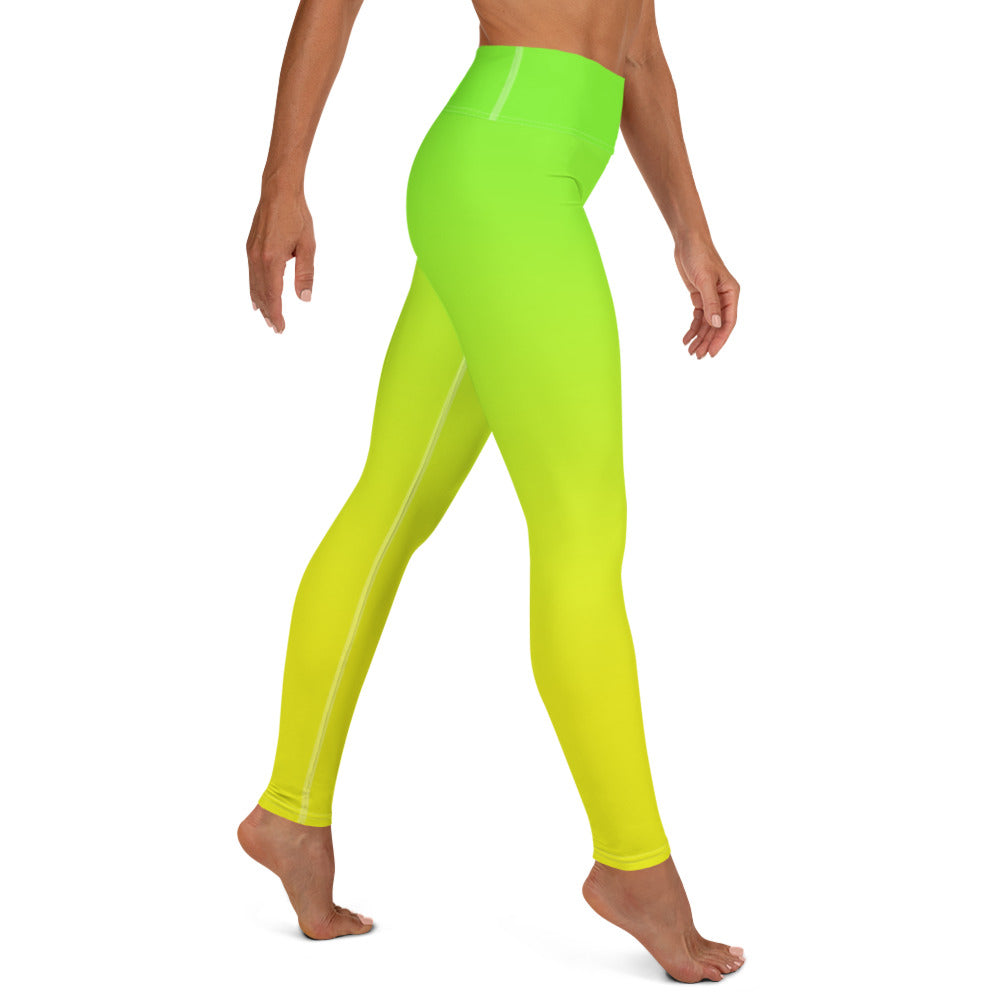 Lemon Lime Ombre High-waist Yoga Leggings