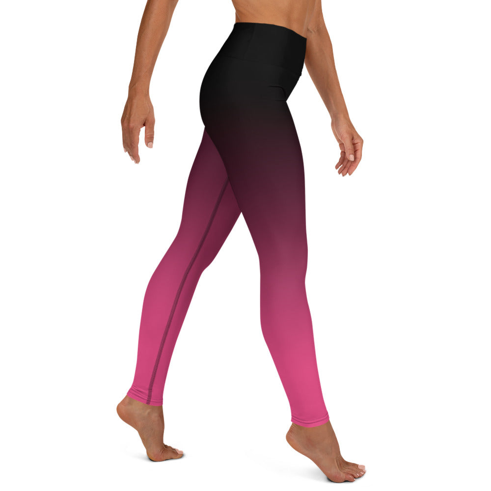 Black and Pink Ombre High-waist Yoga Leggings