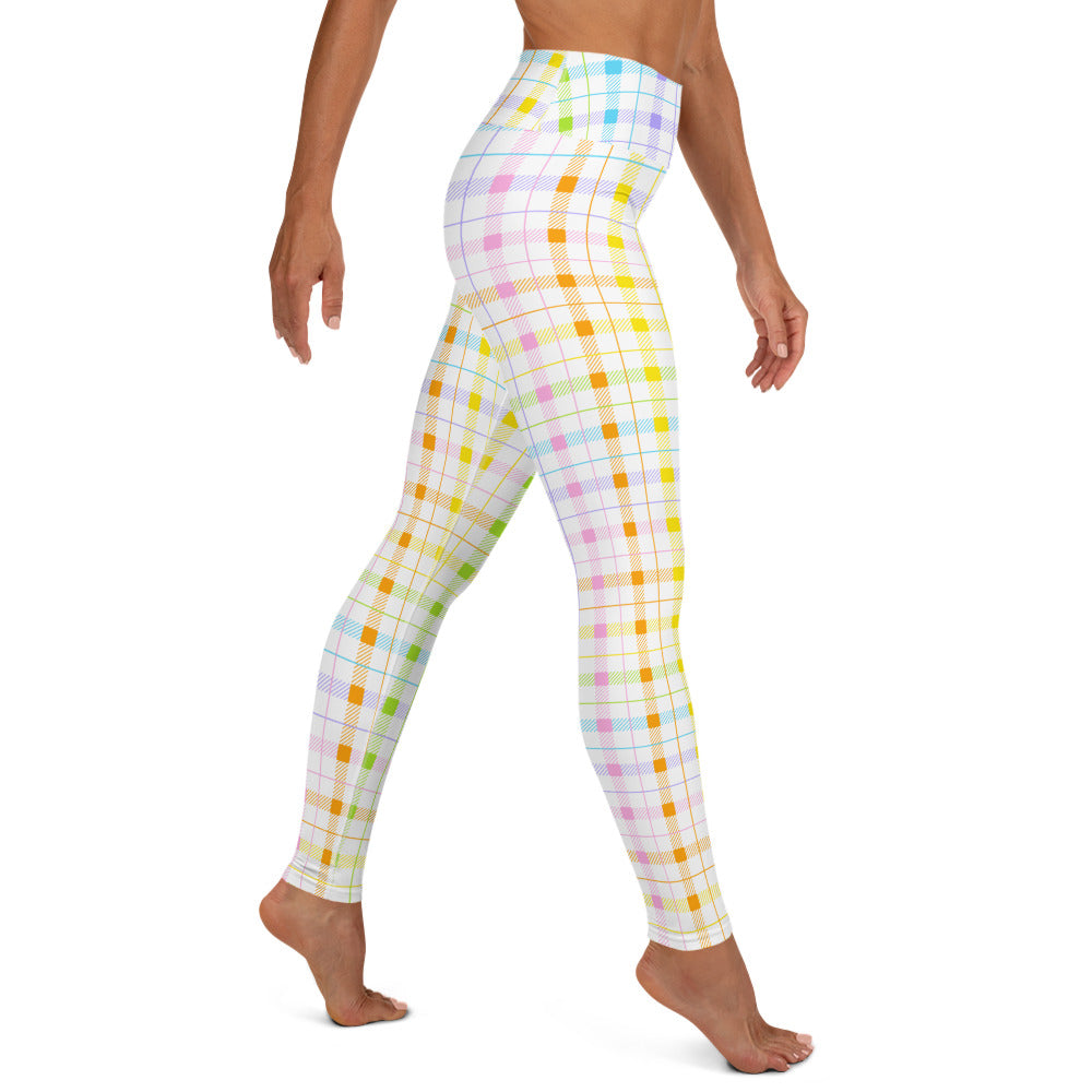 Pastel Plaid High-waist Yoga Leggings