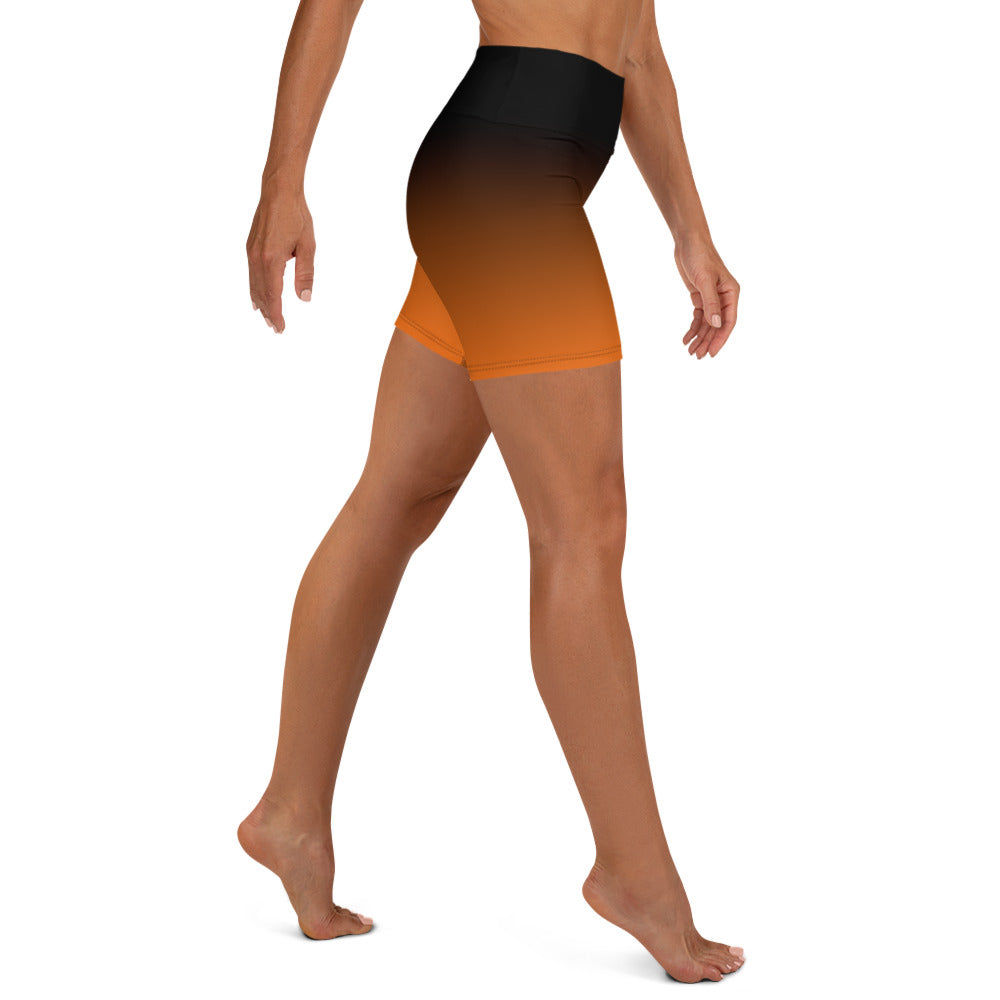 Black and Orange Ombre Yoga Shorts