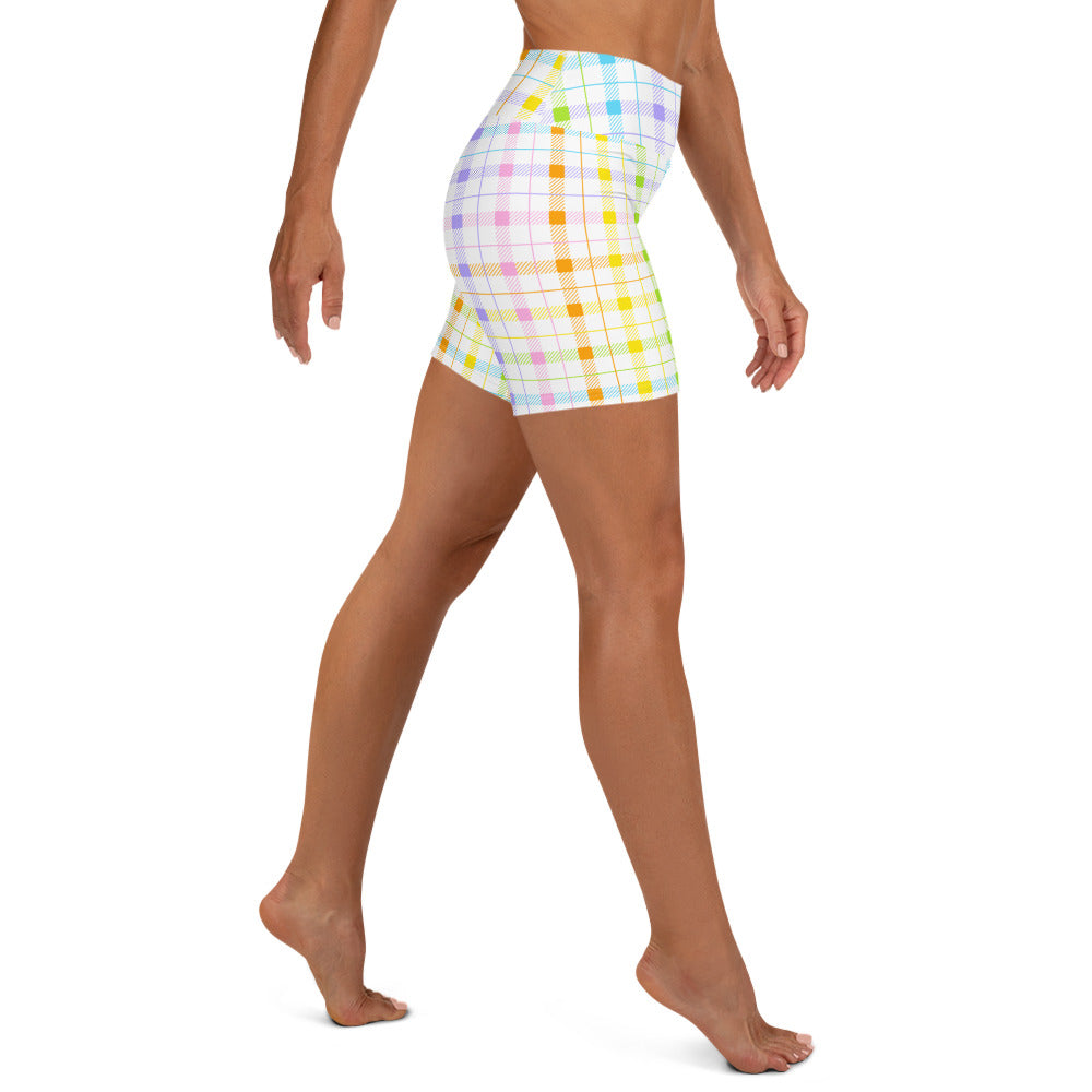 Pastel Plaid Yoga Shorts