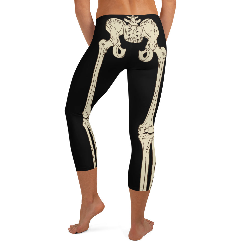 Skeleton Mid-waist Capri Leggings