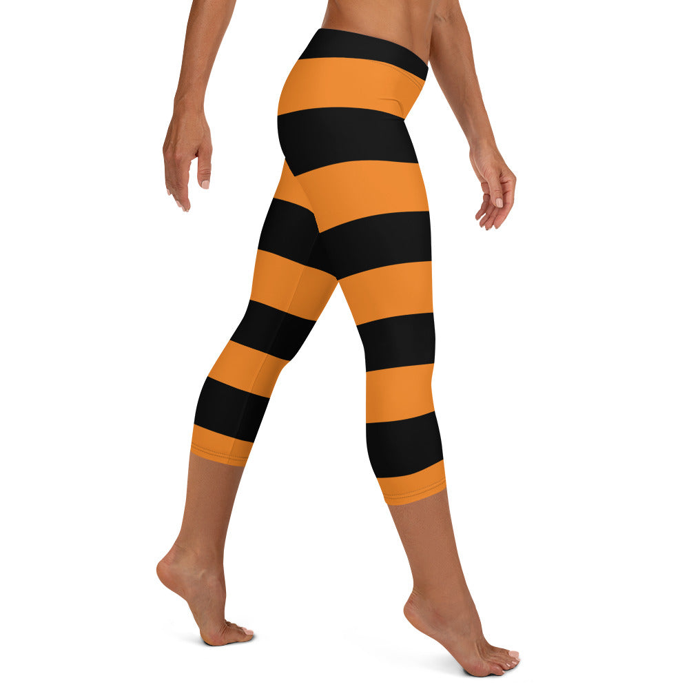Halloween Stripes Mid-waist Capri Leggings