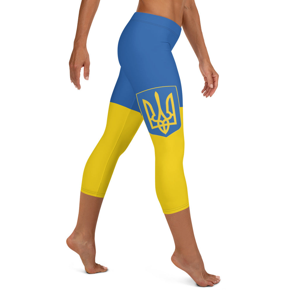 Ukraine Flag Mid-waist Capri Leggings