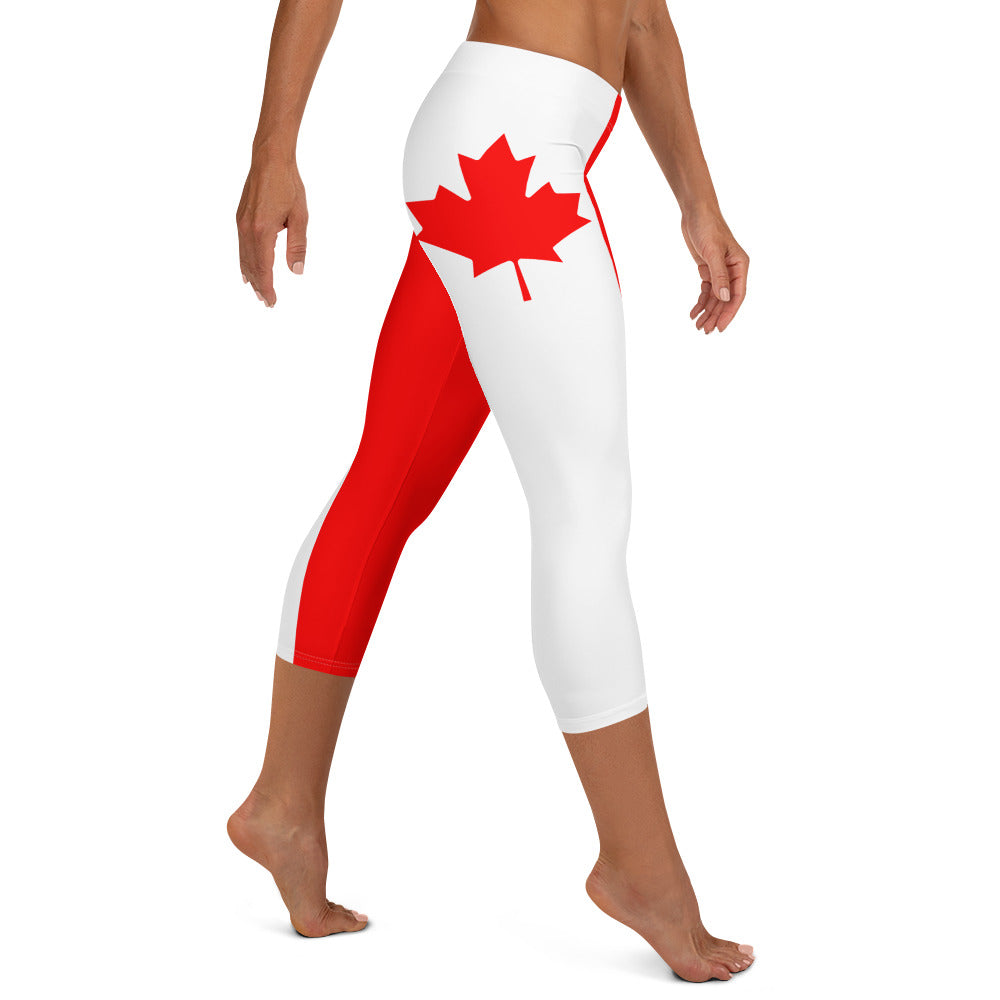 Canada Flag Mid-waist Capri Leggings