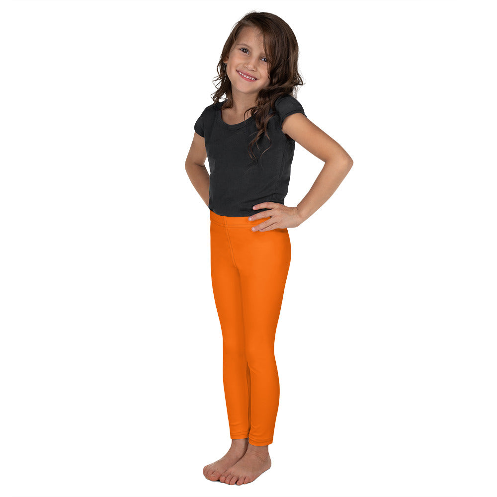 Neon Orange Solid Kid's Leggings