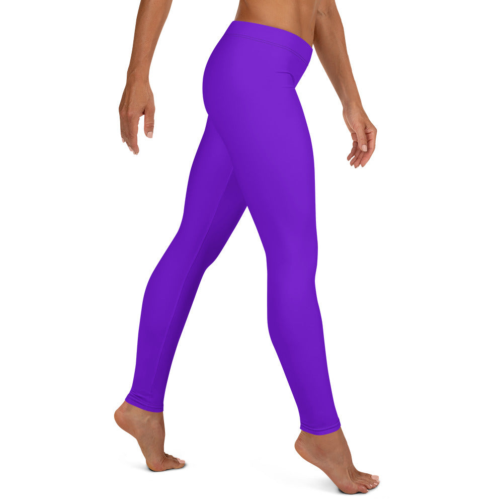 Neon Purple Solid Mid-waist Leggings