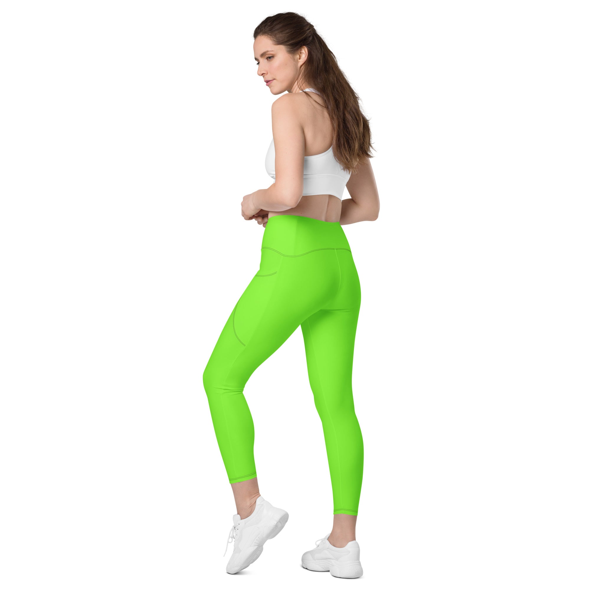 Neon Green Solid Leggings with pockets Latitude 18