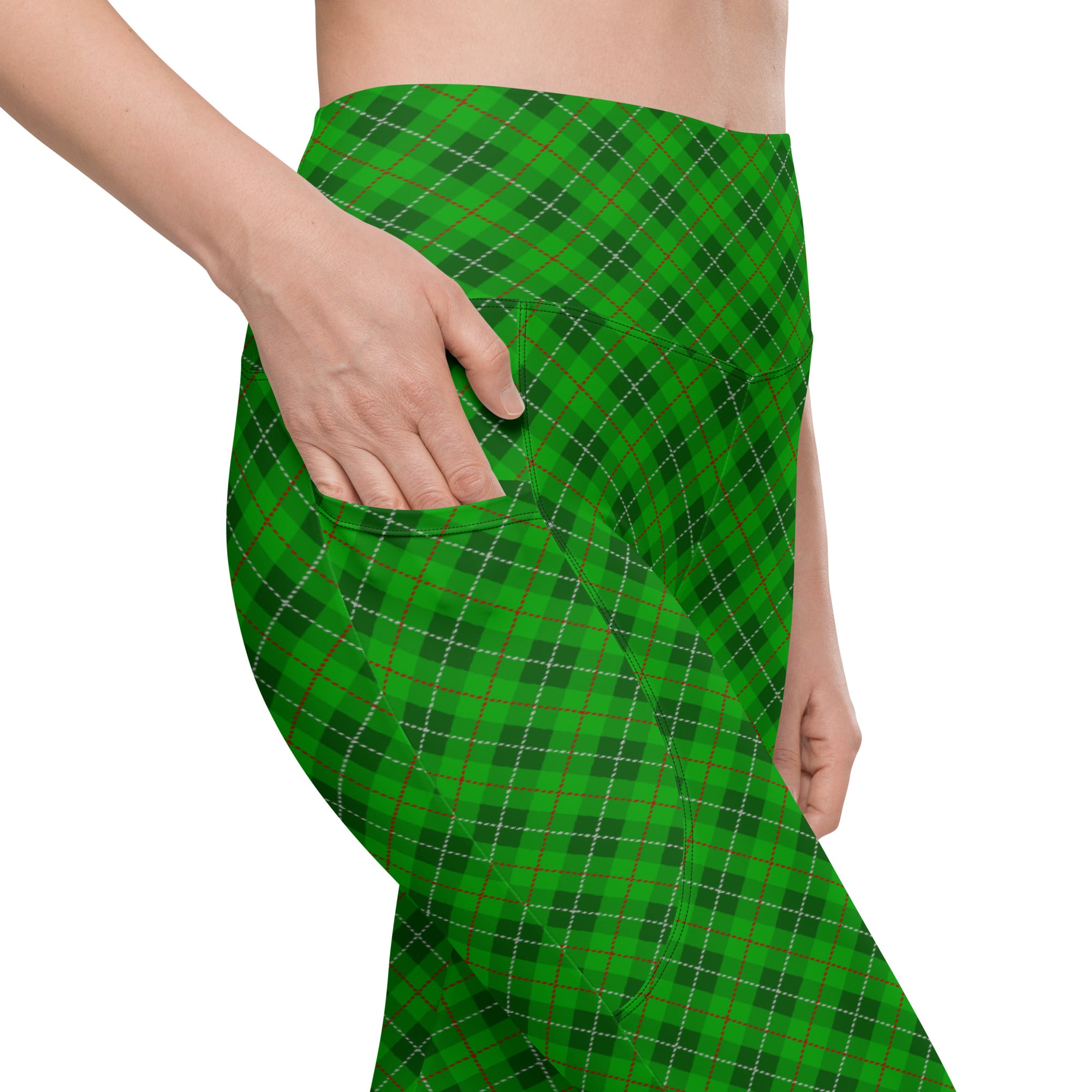 Green Plaid Leggings with pockets