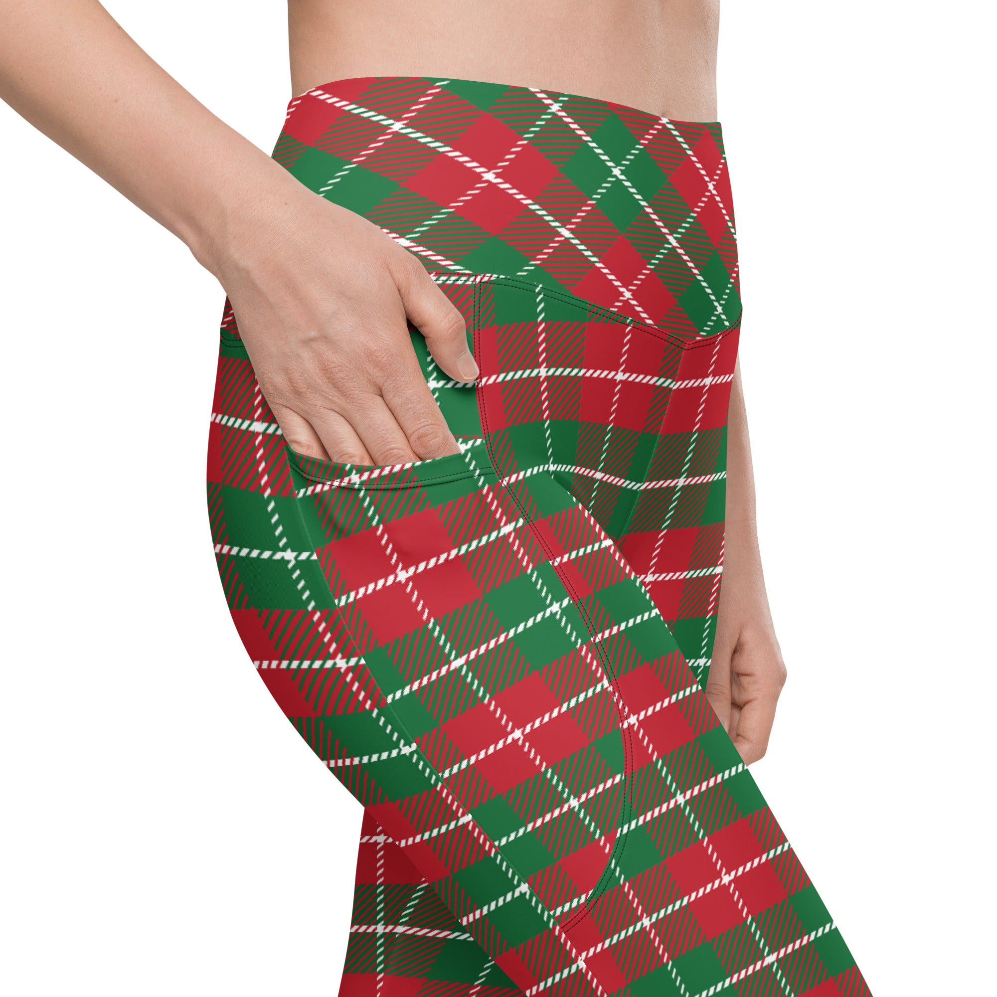 Green and Red Plaid Leggings with pockets
