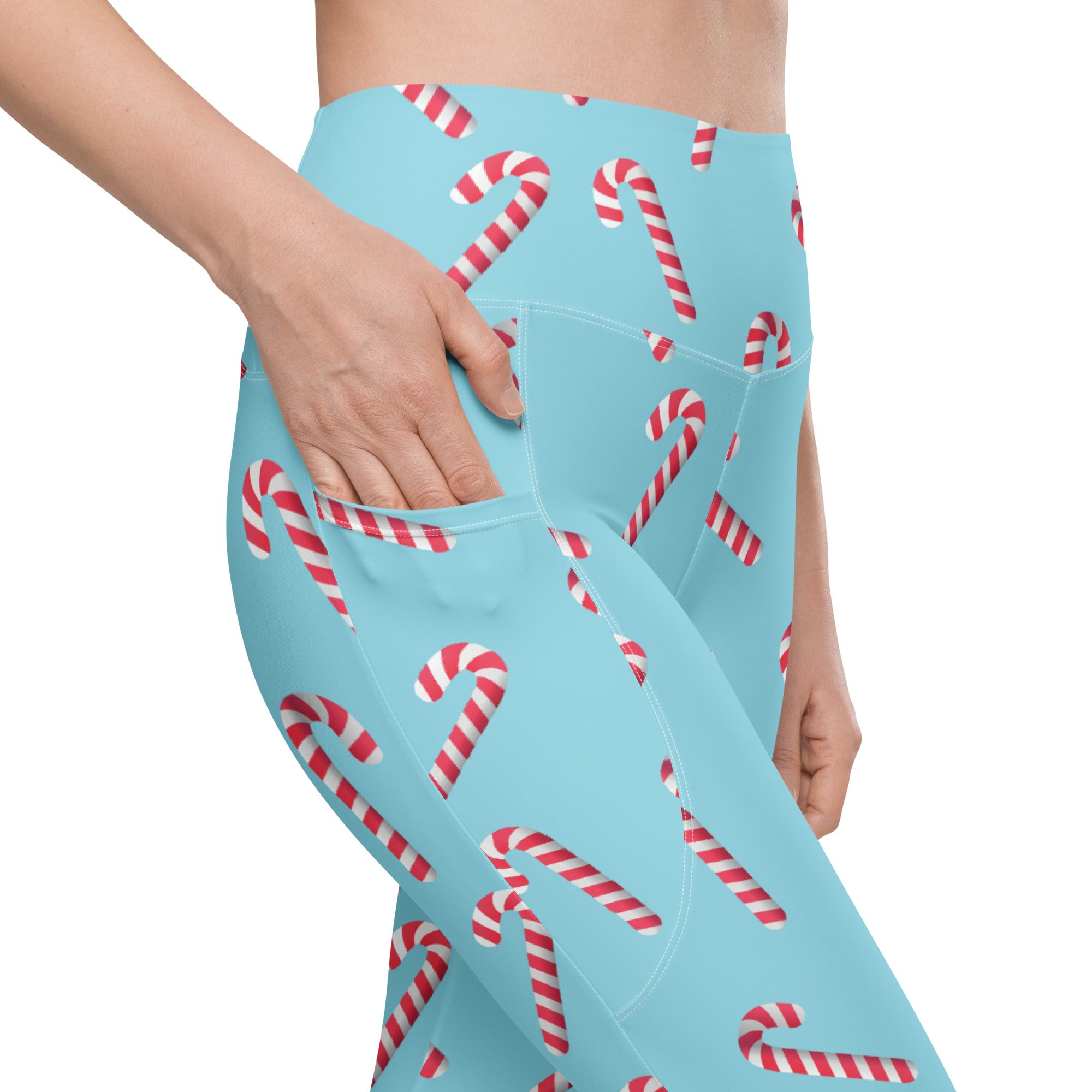 Candy Cane Print Leggings with Pockets