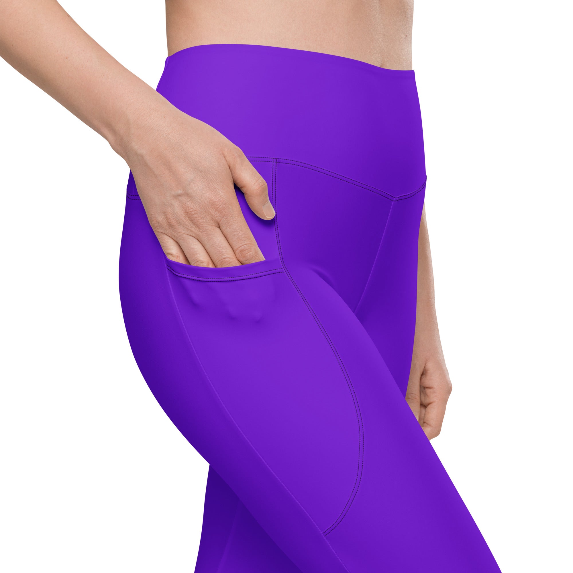Neon Purple Solid Leggings with pockets