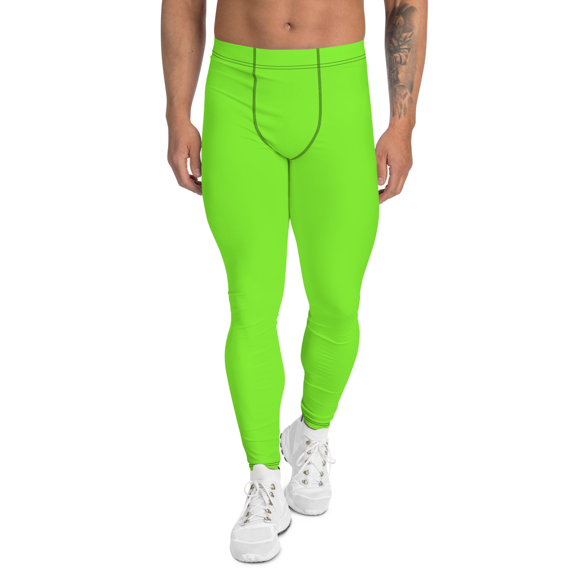 Neon Green Solid Men's Leggings