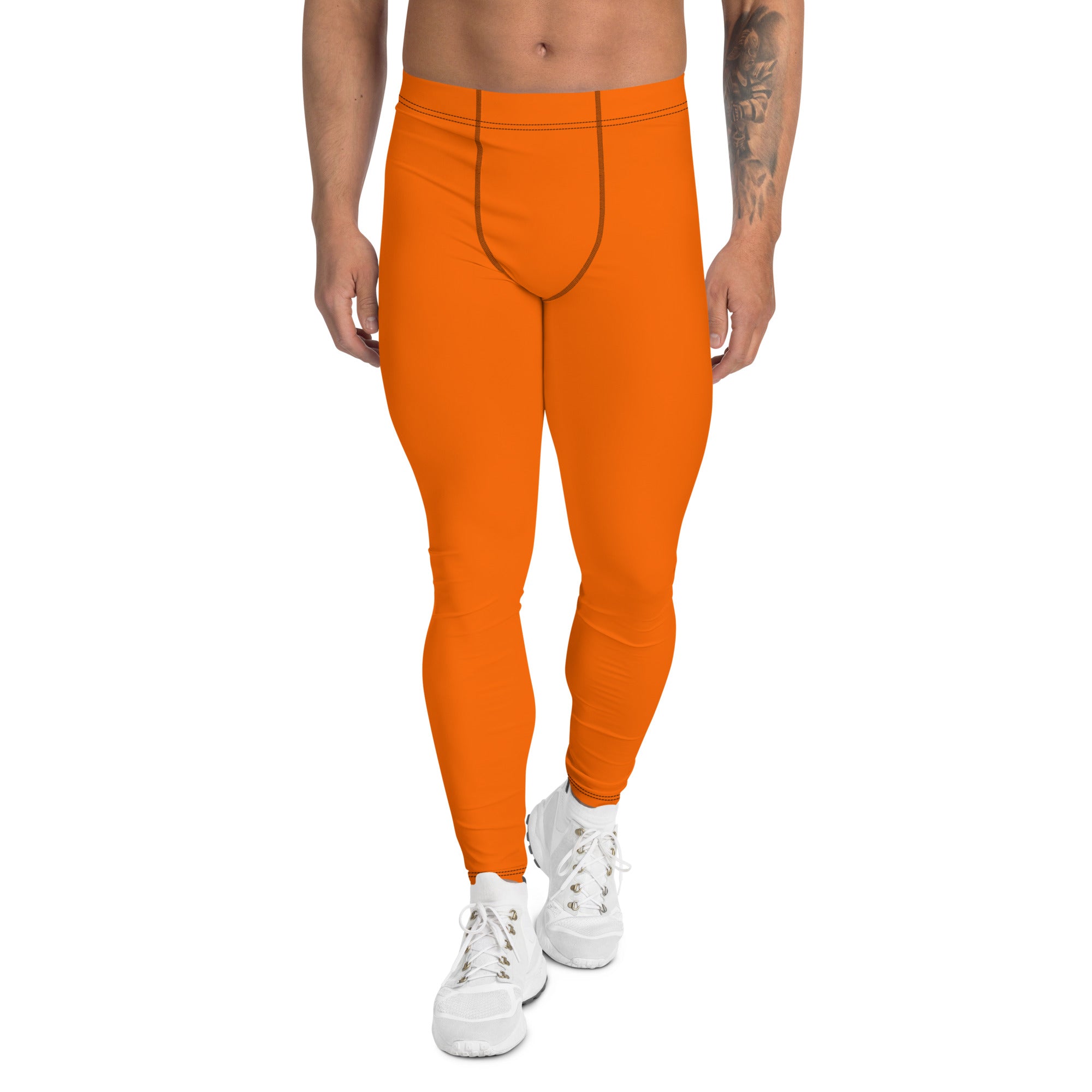 Neon Orange Solid Men's Leggings