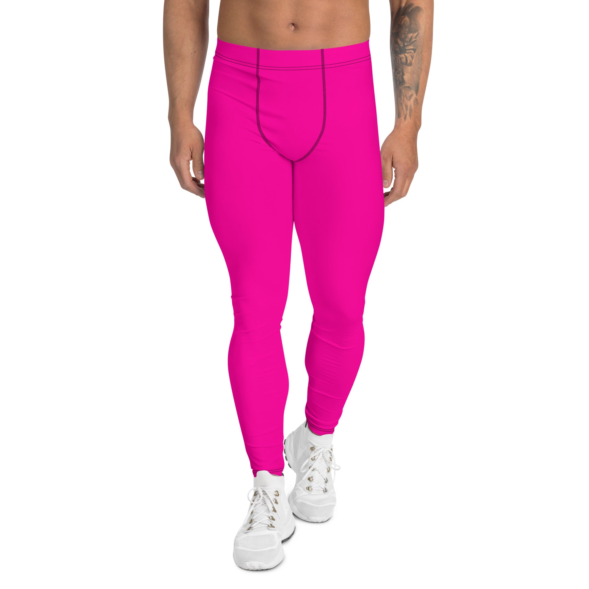 Neon Pink Solid Men's Leggings