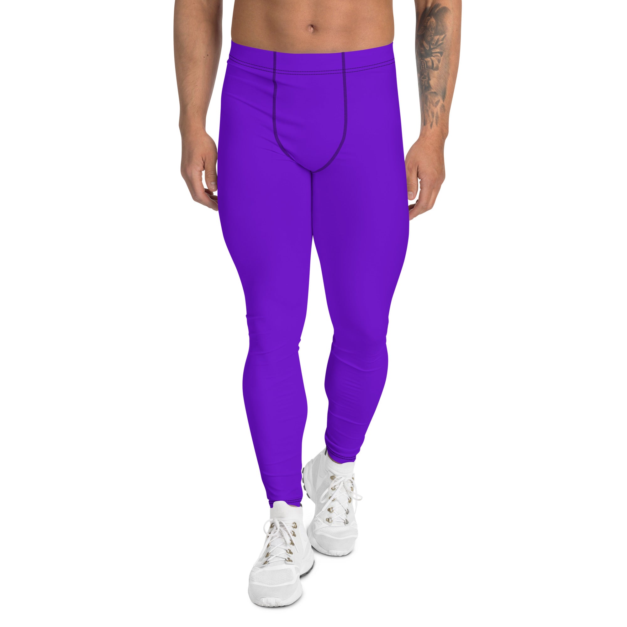 Neon Purple Solid Men's Leggings