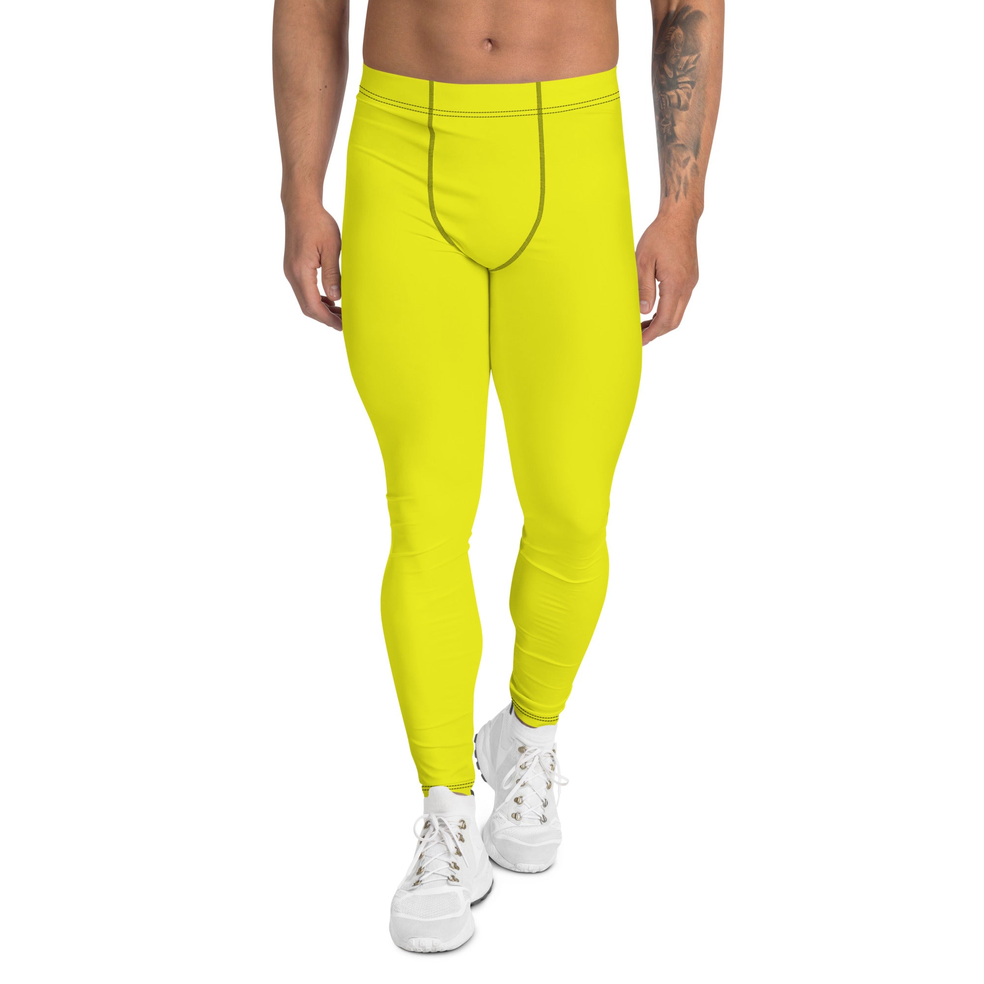 Neon Yellow Solid Men's Leggings