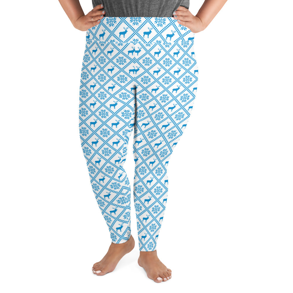 Blue Scandinavian Christmas Plus Size Leggings