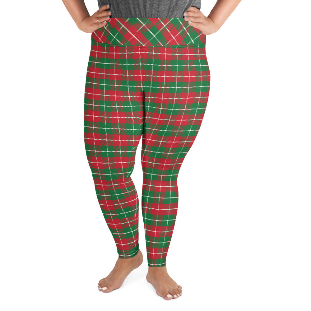 Green and Red Plaid Plus Size Leggings