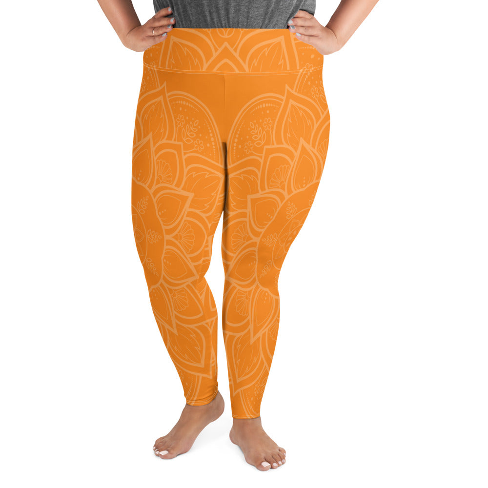 Pumpkin Orange Mandala Plus Size Leggings