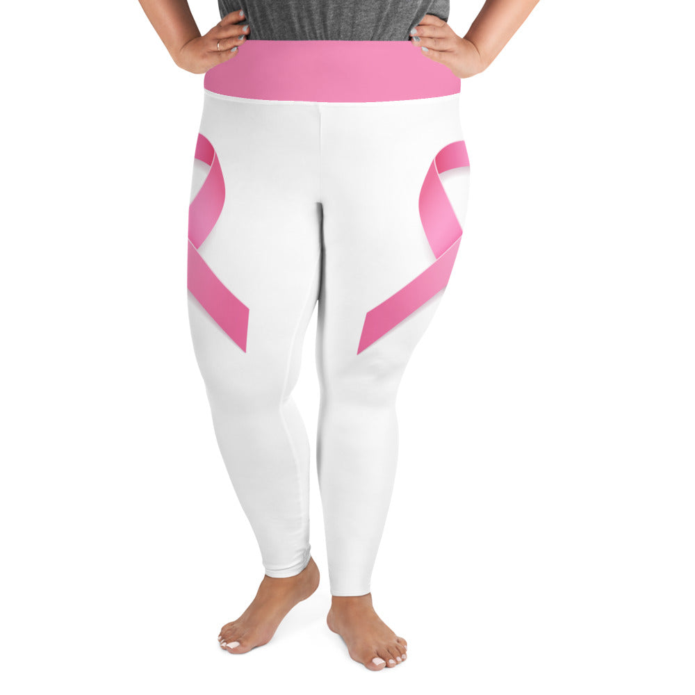 Breast Cancer Ribbon Plus Size Leggings