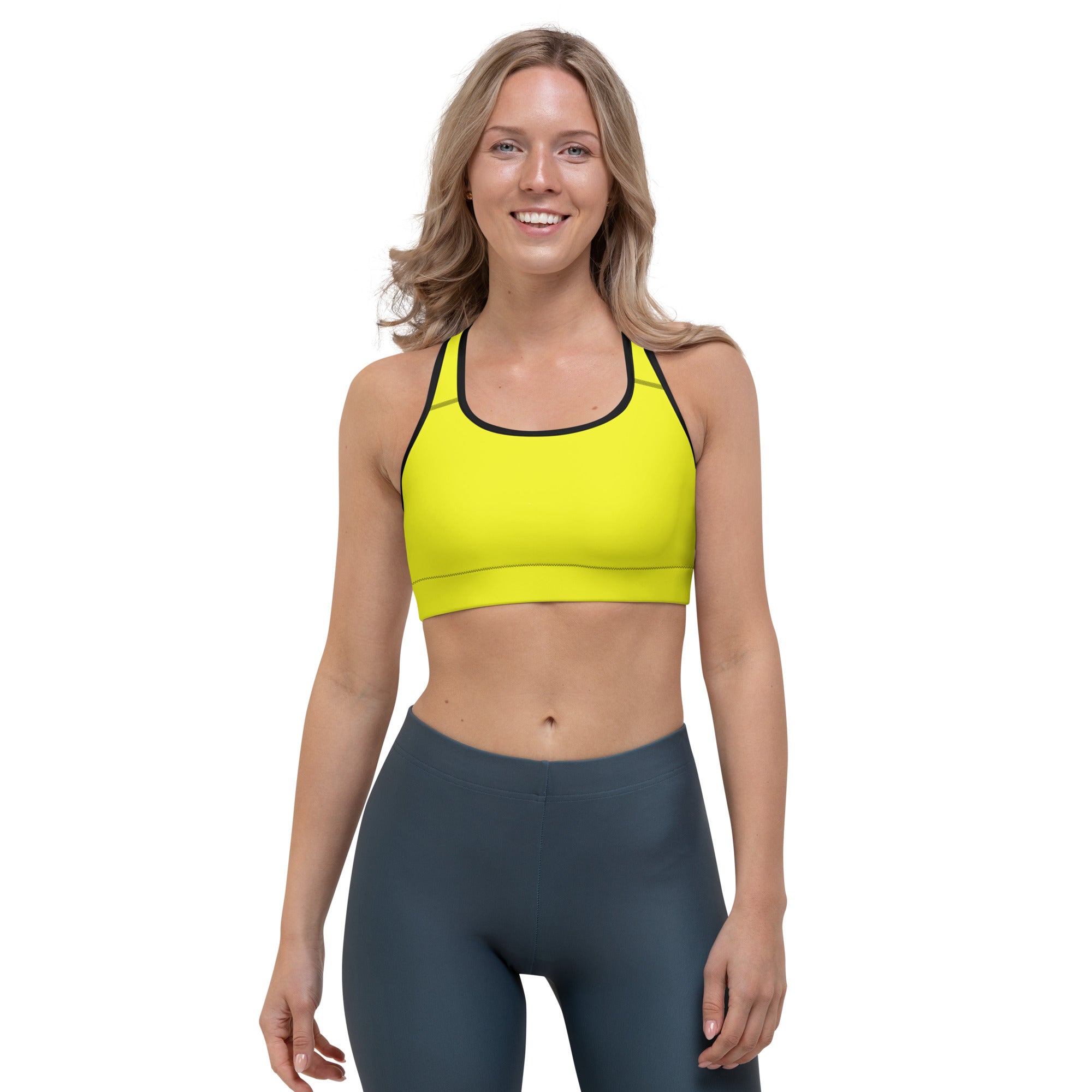 Neon Yellow Solid Sports Bra