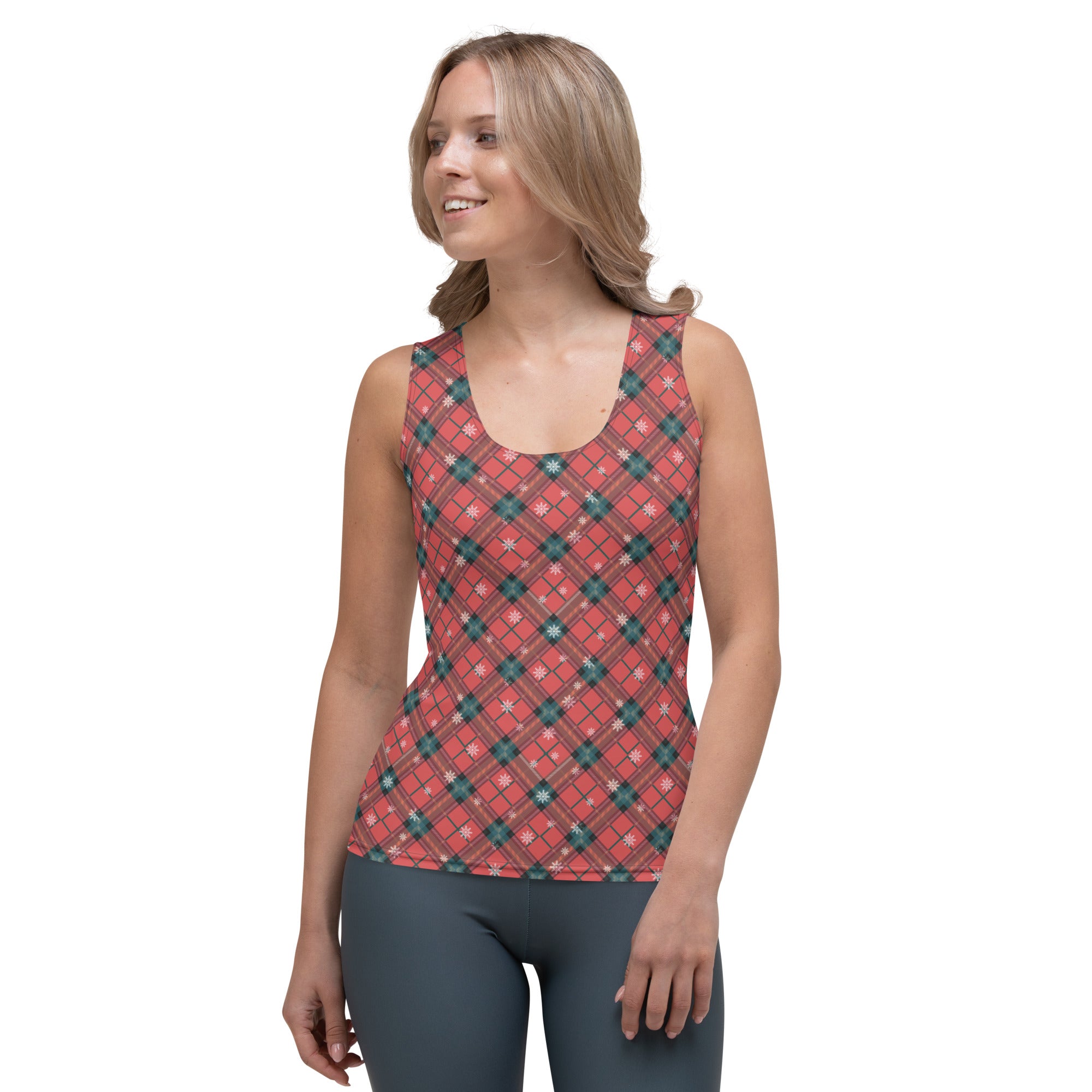 Red Snowflake Plaid Tank Top