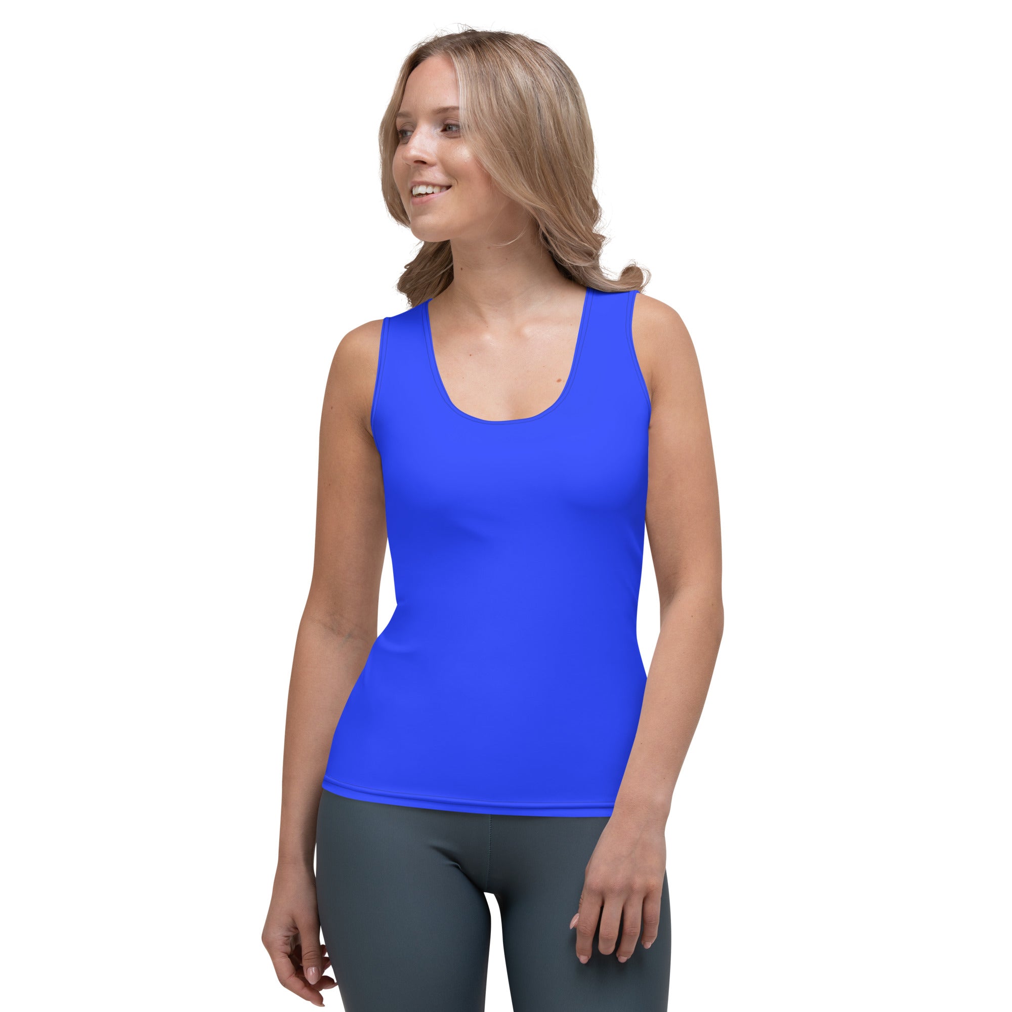Neon Blue Solid Tank Top