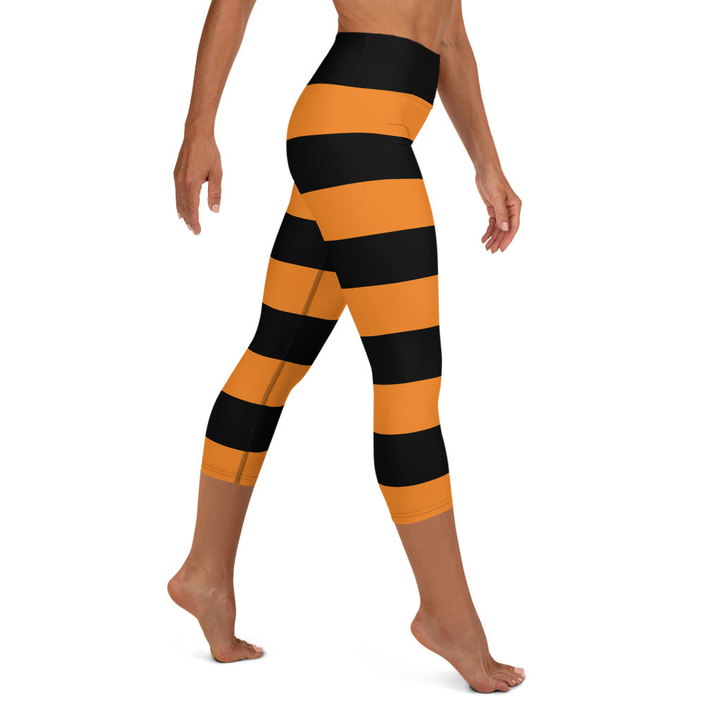 Halloween Stripes High-waist Yoga Capri Leggings