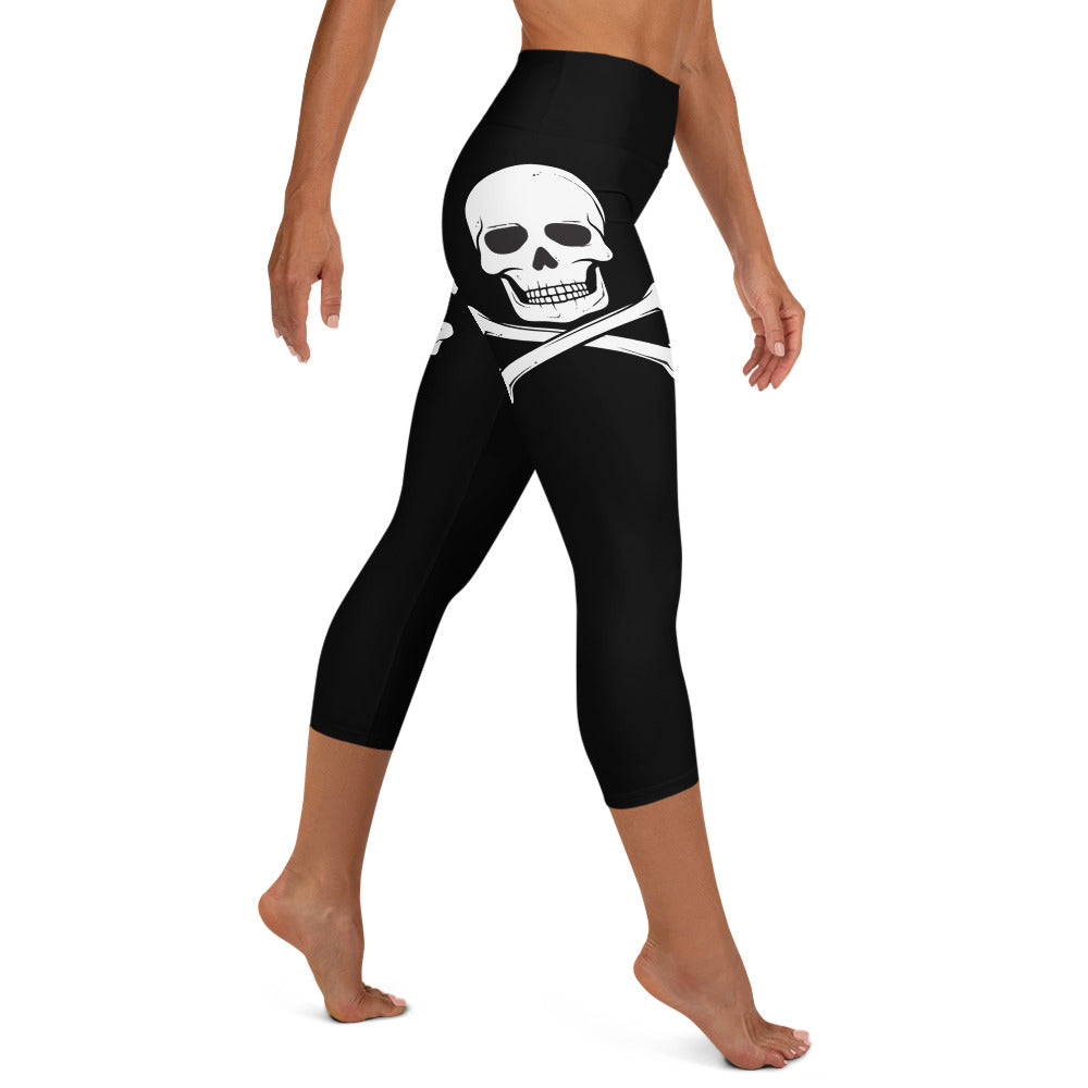 Jolly Roger Pirate Flag High-waist Yoga Capri Leggings