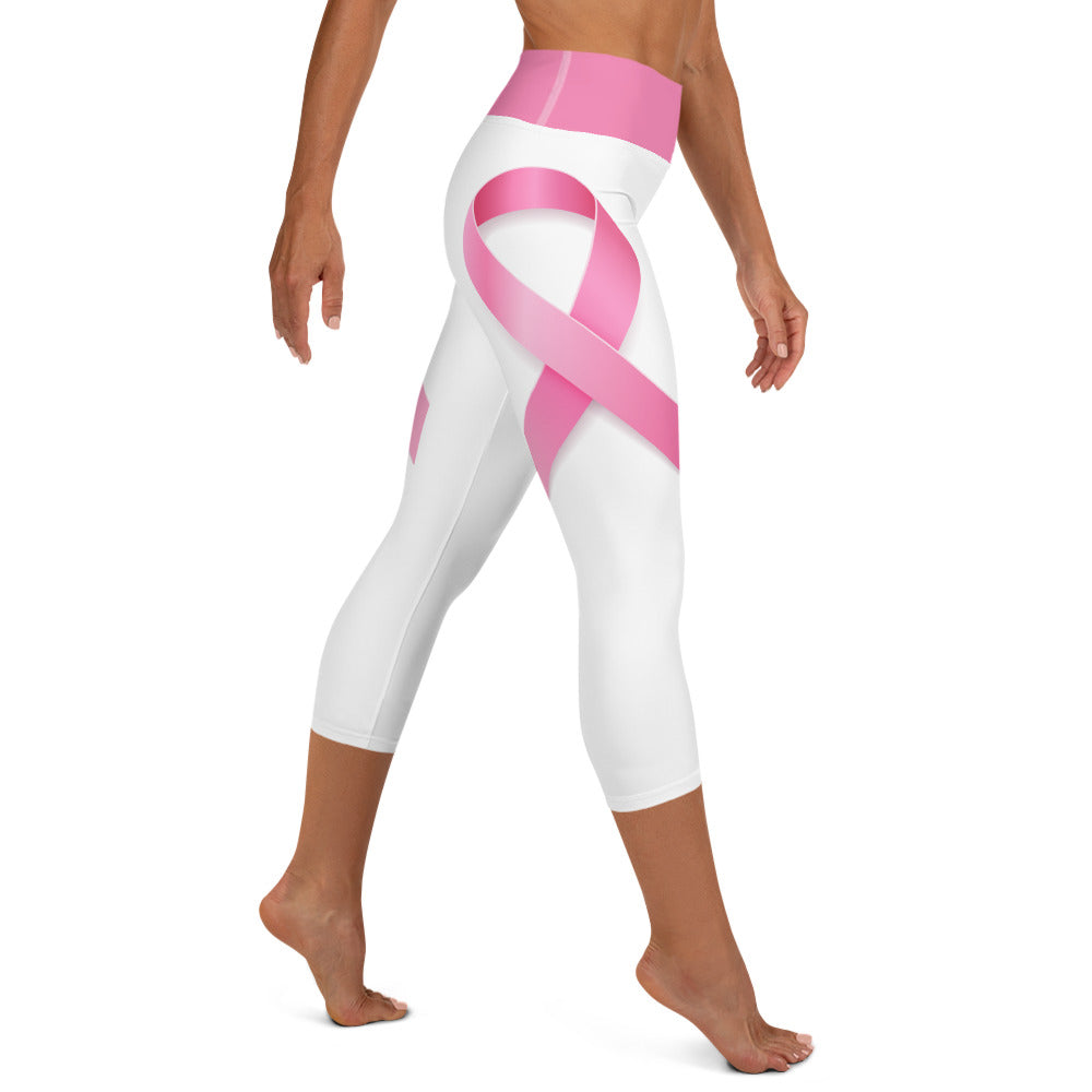 Breast Cancer Ribbon High-waist Yoga Capri Leggings