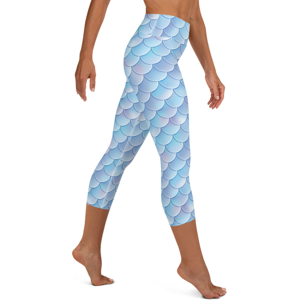 Blue Mermaid High-waist Yoga Capri Leggings