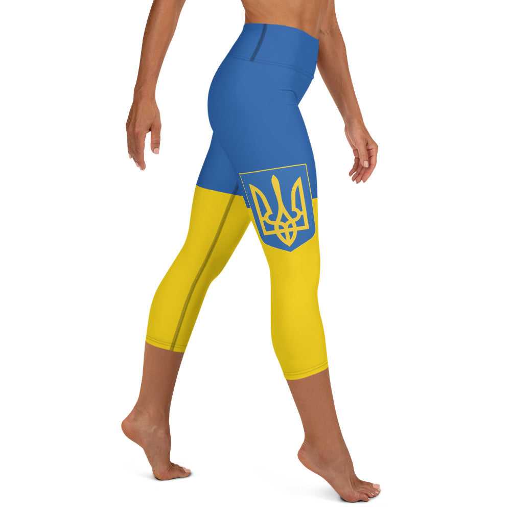 Ukraine Flag High-waist Yoga Capri Leggings