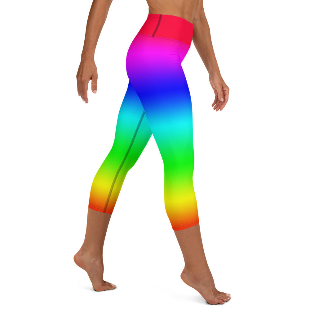 Rainbow High-waist Yoga Capri Leggings
