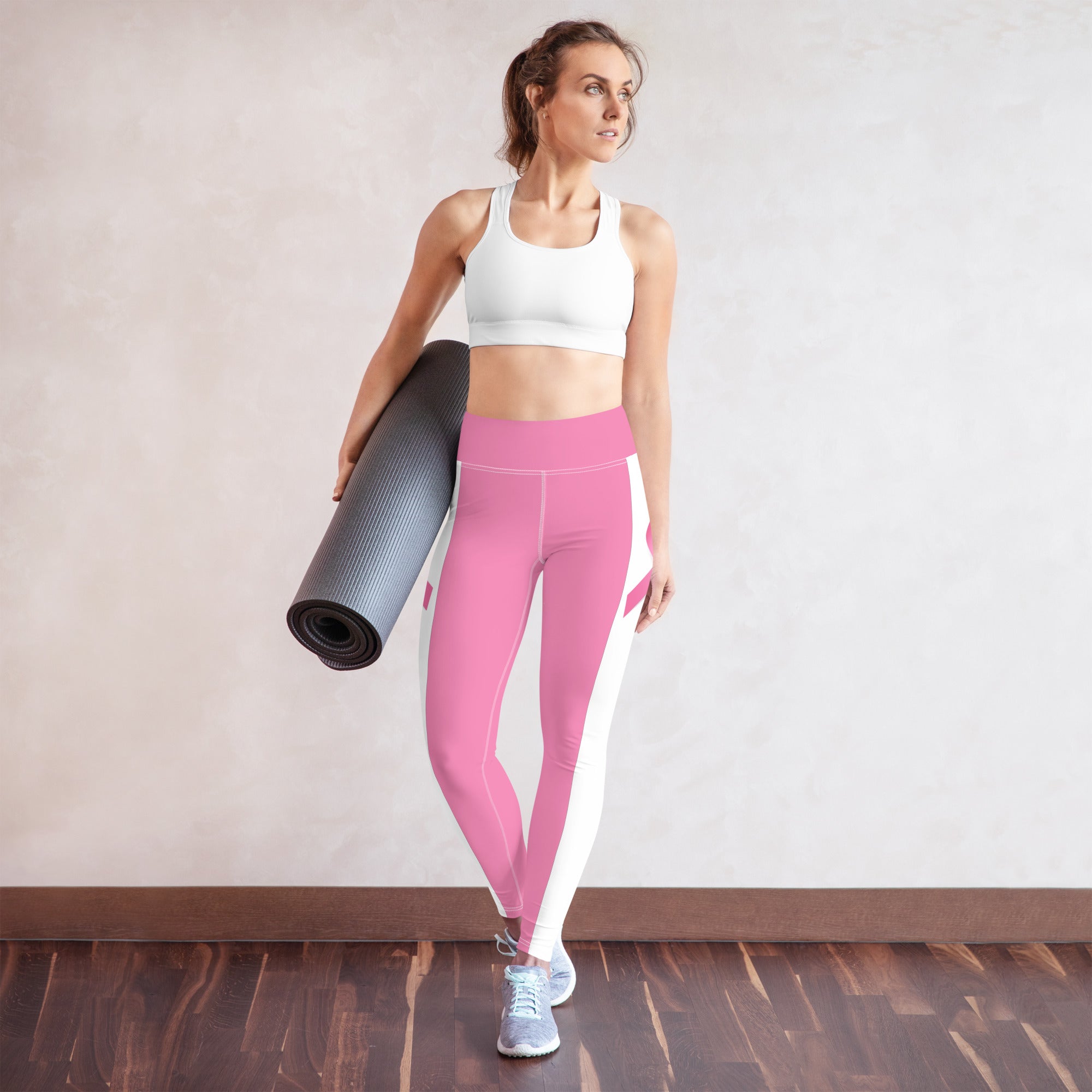 Legging Femme Octobre Rose - Taille Haute, Yoga, Sensibilisation Cancer Du Sein, Doux Et Opaque