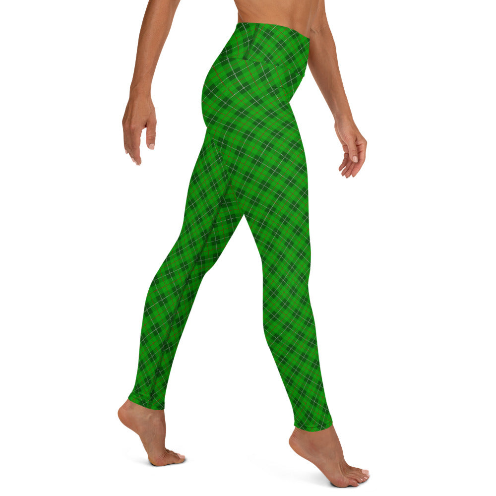 Green Plaid High-waist Yoga Leggings