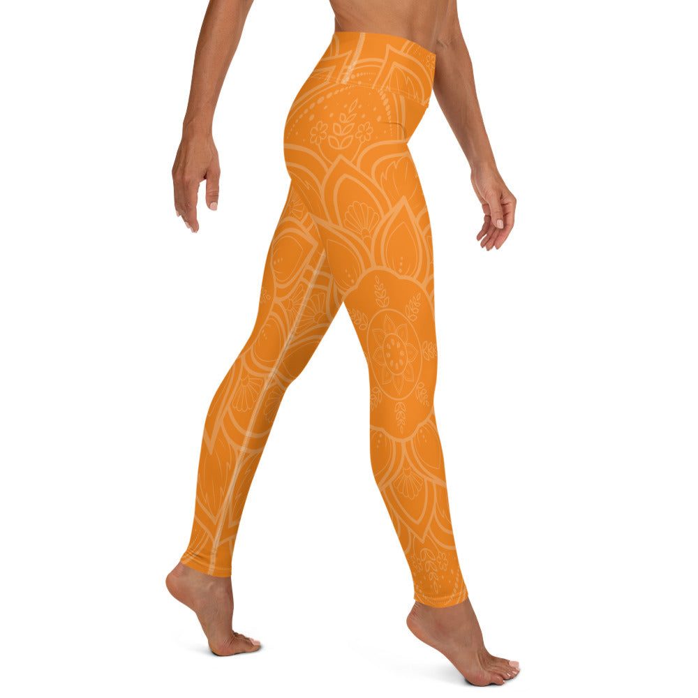 Pumpkin Orange Mandala High-waist Yoga Leggings