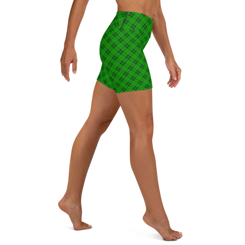 Green Plaid Yoga Shorts