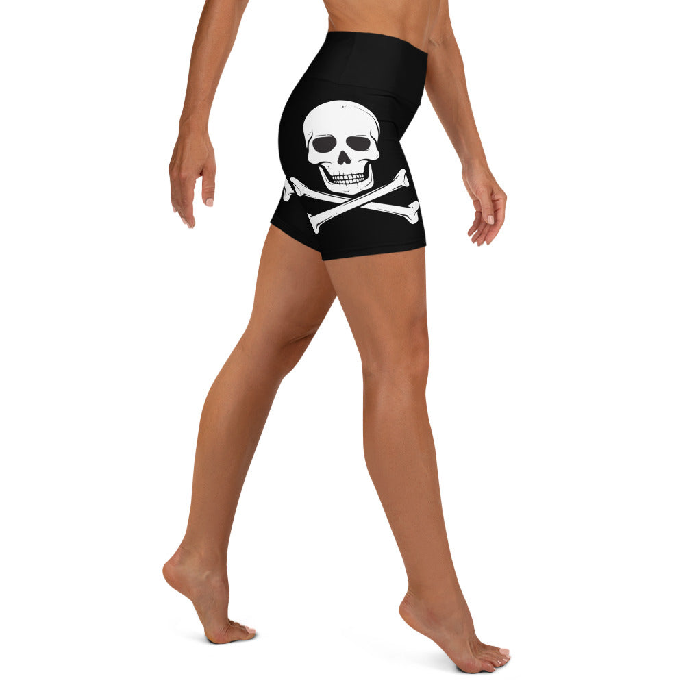 Jolly Roger Pirate Flag Yoga Shorts